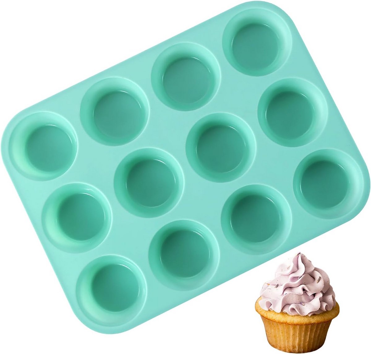 Siliconen Muffinvorm voor 12 Muffins - Scandinavisch Groen