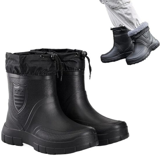 Snowboots - Mannen Winter Laarzen - EVA Waterdicht Materiaal - 39-46 EU Maat - Anti-Slip Zool - 22 cm Hoogte - Zwart - Met Bontvoering - Voor Outdoor Werk - 0.55 kg Lichtgewicht - 41