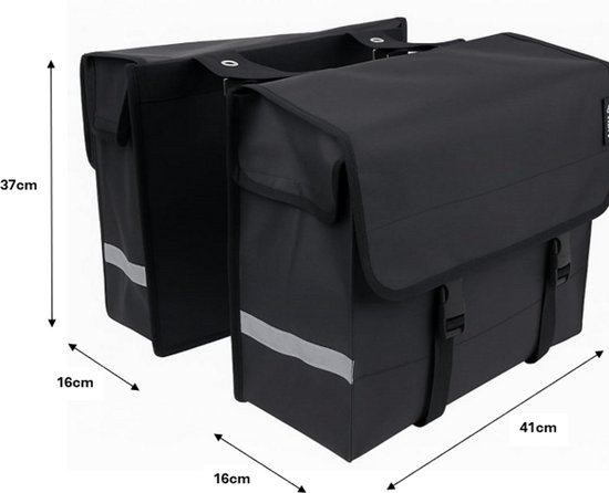 Rieba® Dubbele Fietstas XL - 48 Liter - Reflectoren - Zwart - Waterdicht - Tarpaulin - Zeer Ruim & Sterk - Elektrische Fiets - Stadsfiets - Universele Bevestiging van Rieba — afbeelding 5