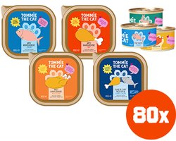 Tommie the Cat - kattenvoer natvoer - verse stukjes in saus, mousse & paté mix smaken - voordeel verpakking - 80 stuks - 85 gram per stuk - zonder suiker en graanvrij