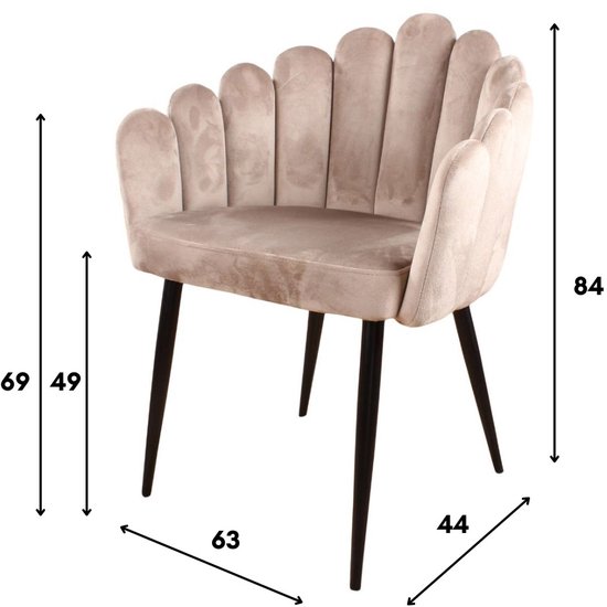 Chaise de salle à manger Flower velours noir