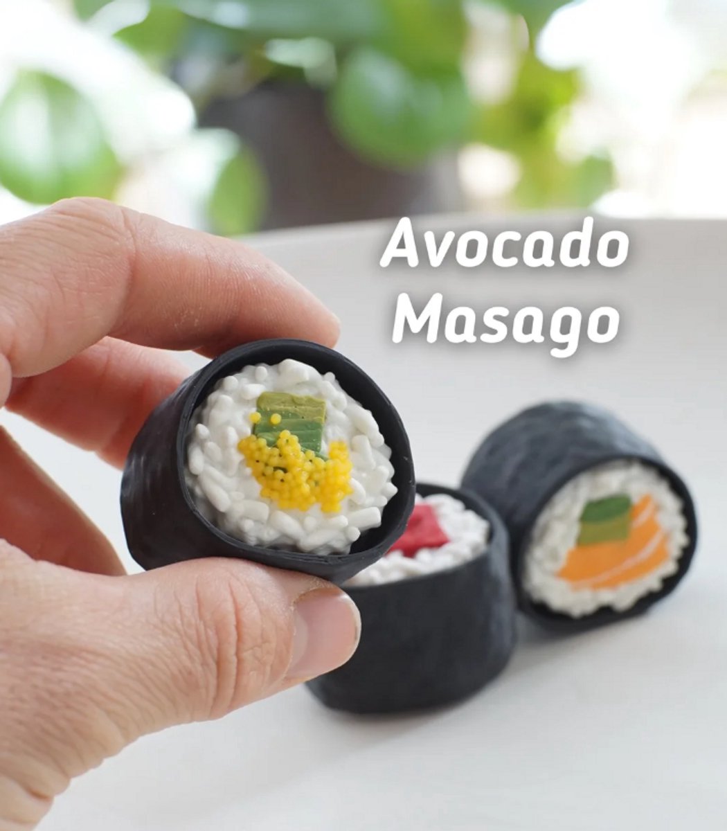 Avocado Masago Sushi Clicker 3D Print - Vera's Arts & Dice - Clickers - Fidget Toys - Speelgoed - Fidget Clickers - Verzamelobject - Sushi - Avocado - Masago - Figuur - Geel Groen Wit Zwart