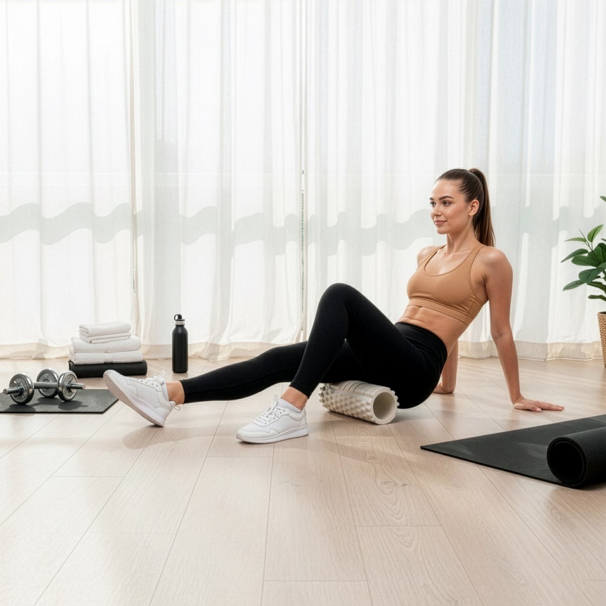 Actiget® Foam roller - Triggerpoint massage - Massage roller - 33 CM - Medium Hard - Lichtbeige thumbnail 2