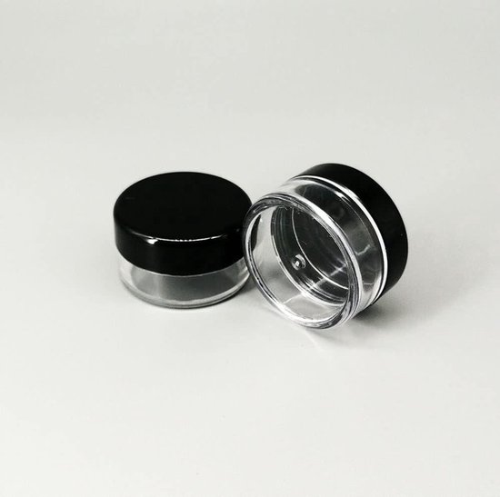 Zwarte plastic cosmetische pot containers voor make-up, lip balsem en poeder - Set van 50 stuks