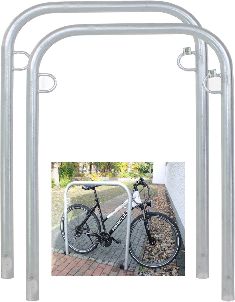 2 x Fietsenrek 114 x 78 cm thermisch verzinkt staal Ø 49mm Inbouw Fietsenrek Parker type U