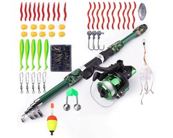 Somstyle Vishengel Set voor Beginners - 1.8 M - Vishengel met Molen - Dobbers - Hengelsport - Vis Accessoires - Groen / Zwart
