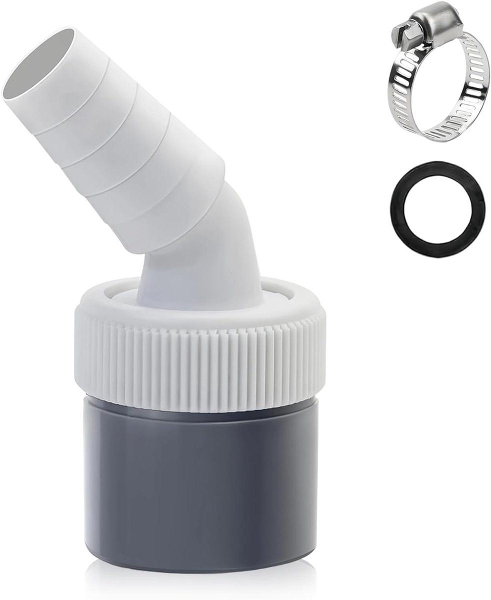 Afvoeradapter voor wasmachine en vaatwasser, Y-adapter 18-24 mm, enkele kop, droger - verbeterde afvoer wasmachine met invoermondstuk.