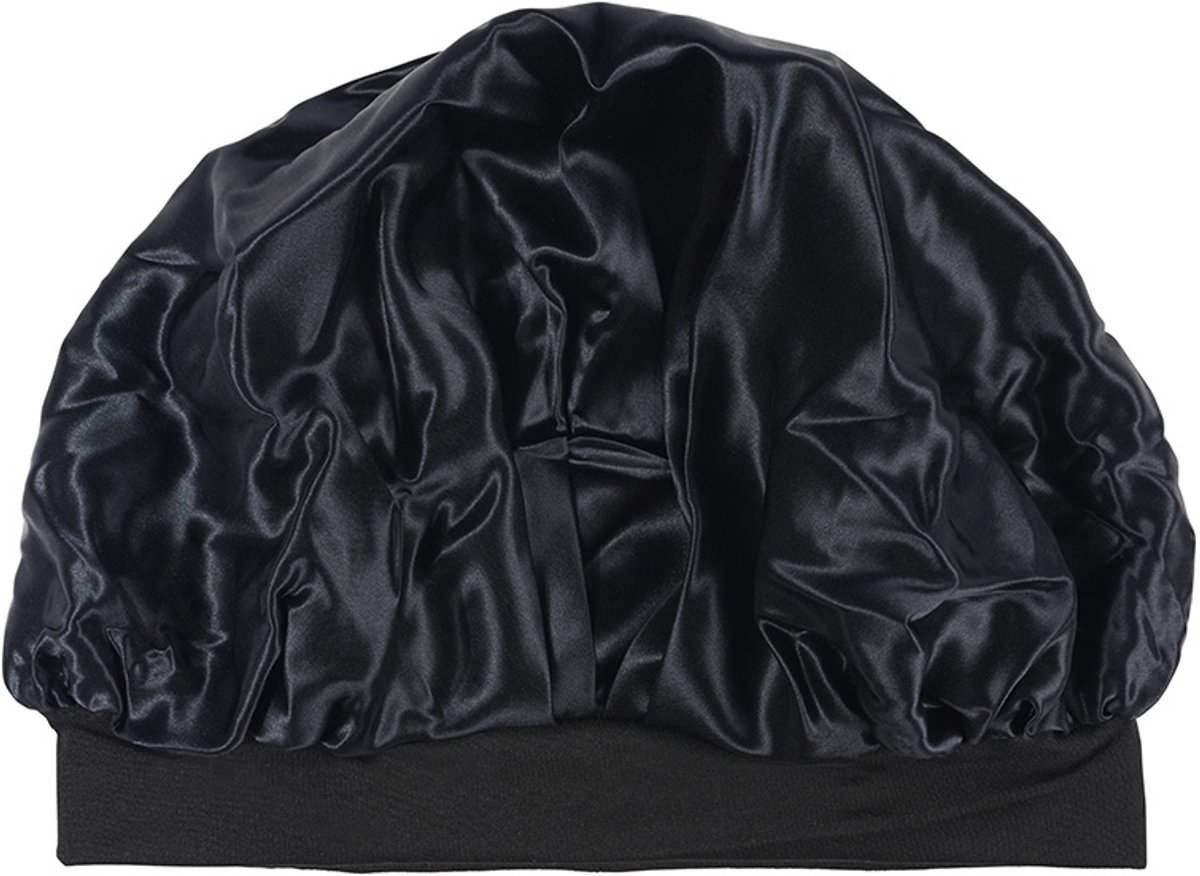 Beauty Pillow® Luxury Silk Bonnet - 100% pure Mulberry zijde - 22 momme - Black (verstelbaar)
