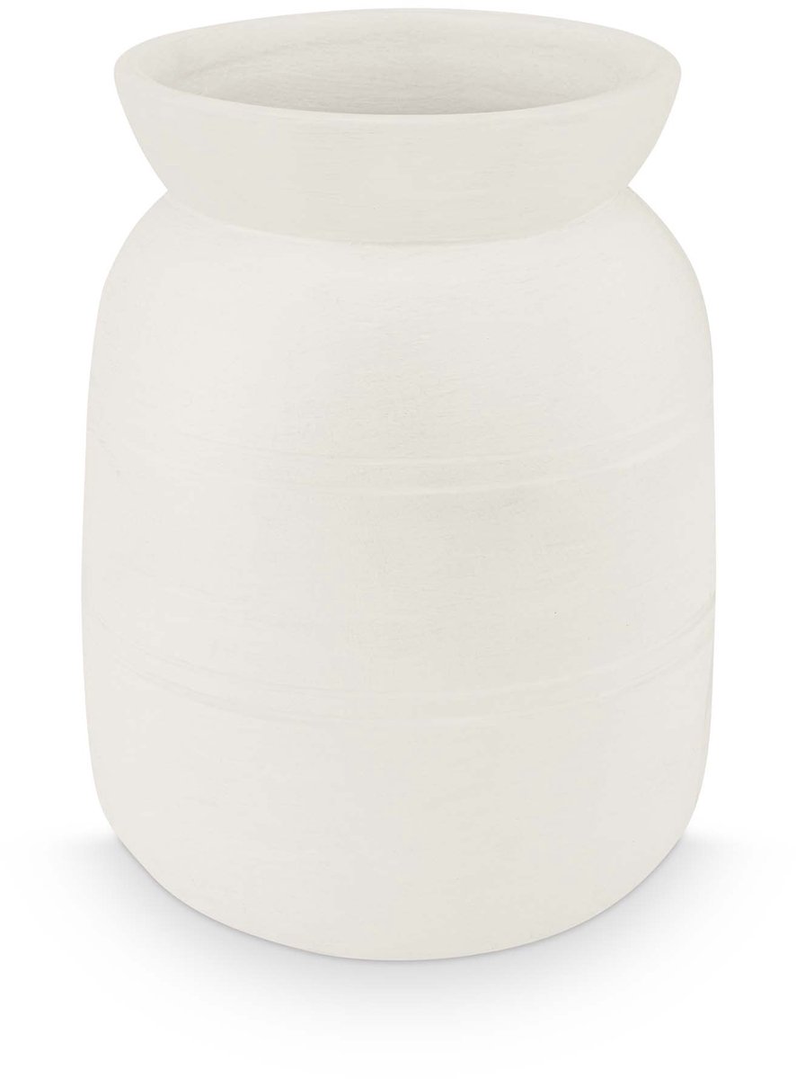 Vaas - Decoratie - Bloemenvaas van Terracotta - Wit - 27x35cm