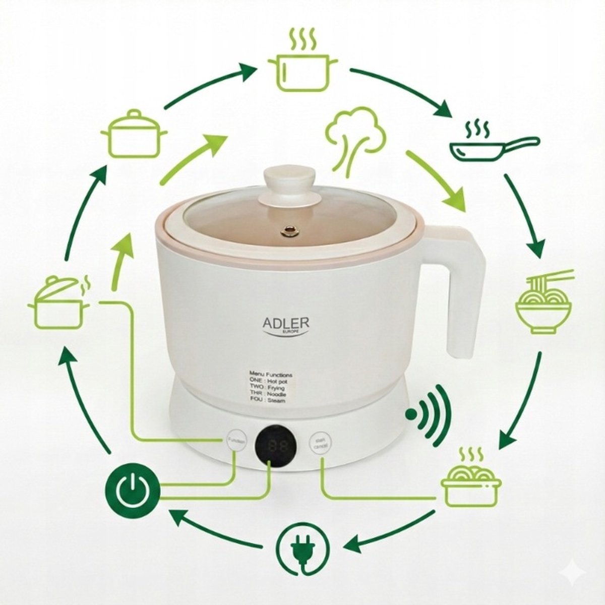 Multicooker 1L – Multifunctionele Elektrische Kookpot – 4 Standen – Adler AD6422 – foto 2