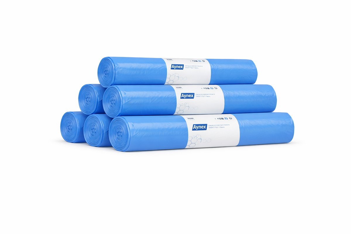 Hynex Vuilniszak 120 liter - 120 stuks - Afvalzakken - Gerecycled LDPE - 70x110 cm - set van 6 rollen x 20 stuks - Blauw