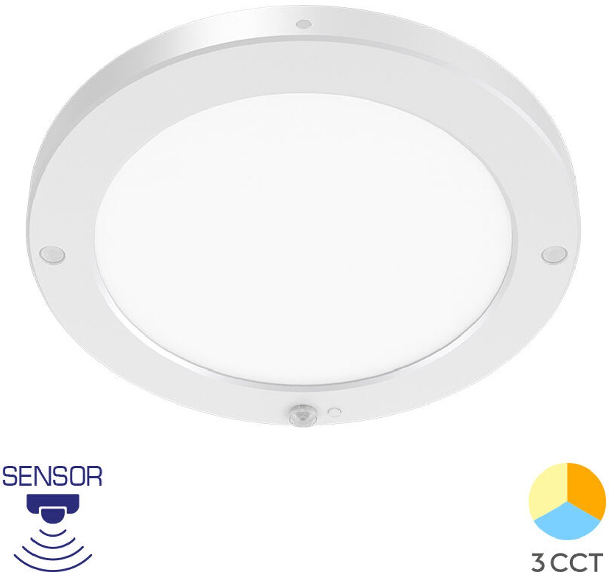 Braytron - LED Plafondlamp met Bewegingssensor + Dag en Nacht Sensor - 20W - Aanpasbare Kleur CCT - 360° Zichthoek - Opbouw/Inbouw - Rond - Mat Wit