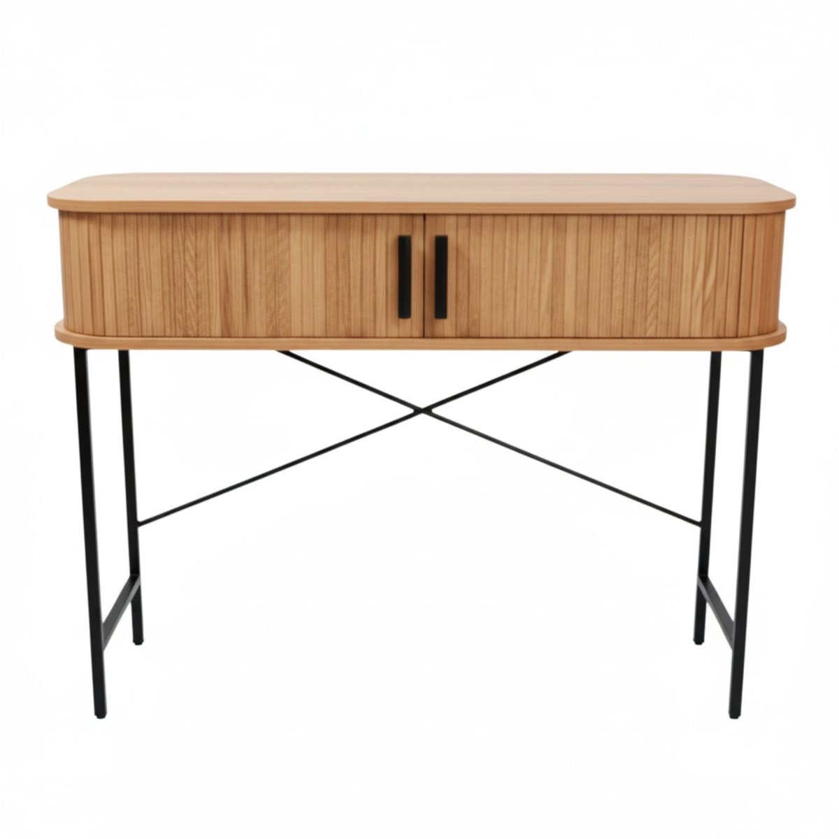 meubel Console met schuifdeuren SCAVA, geribbeld, 100 x 35 x 80,5 cm