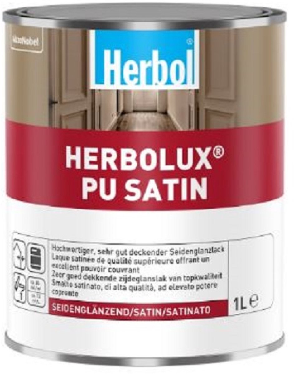 Herbol Herbolux PU satin - Zijdeglanslak topkwaliteit - Hout en diverse ondergronden - 1 L - RAL 9010 Pure White ( gebrokenwit)