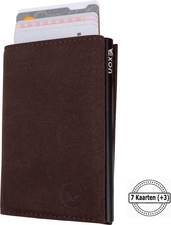 VEXON Polar - Wallet Pro - Portefeuille homme - Porte-cartes Marron - Porte-cartes - Avec fermeture éclair - 10 cartes, billets et pièces - Porte-cartes de crédit RFID - Portefeuille homme et femme - Extensible - Marron