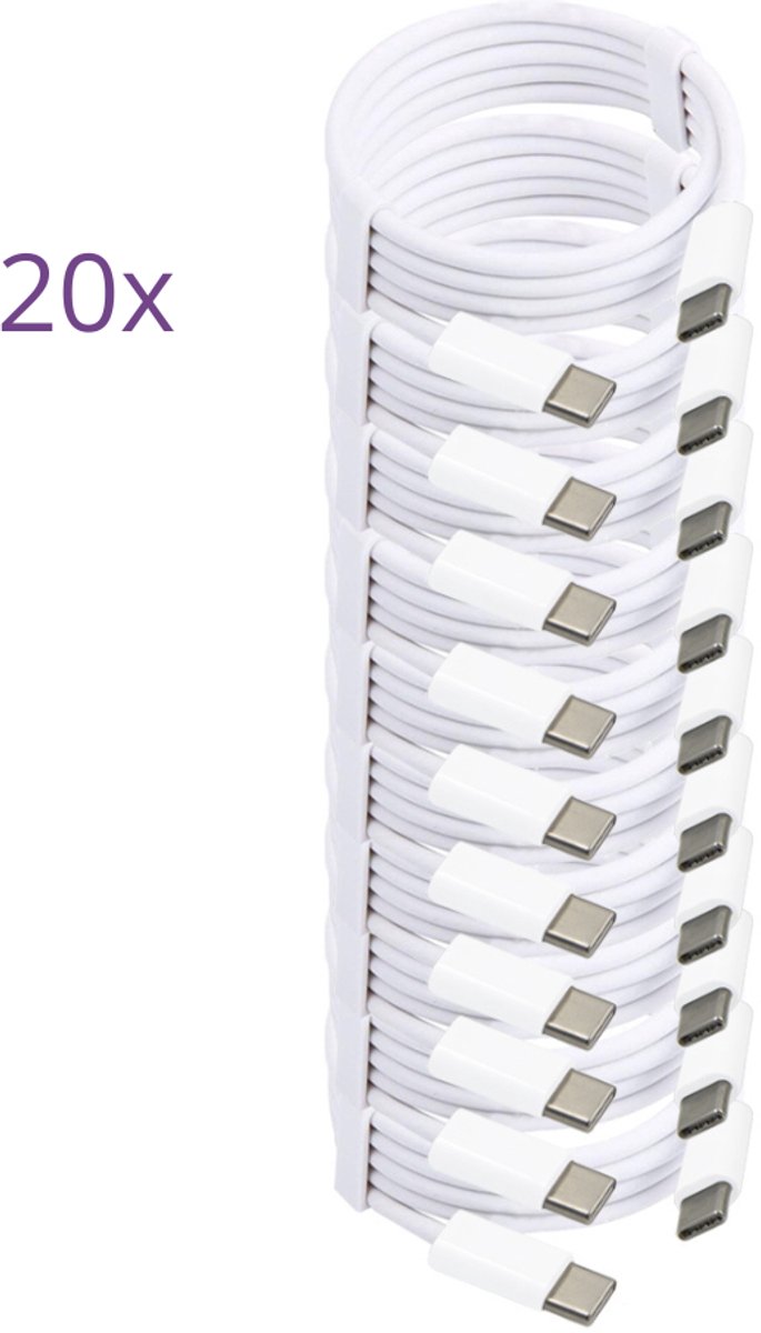 Viewr - USB-C naar USB-C kabel - 20 Stuks - 1 Meter - Oplader Kabel - Snel Lader