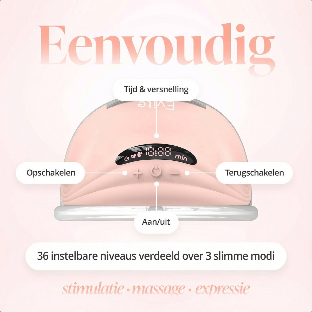 Evite Elektrische Draadloze Borstkolf Slim – Handsfree & Draagbaar – BPA-Vrij – Dubbele Borstkolf – Met E-Book - Inclusief Tas - Roze thumbnail 5