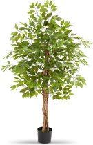 Arbre Ficus Artificiel tectake® – Plante Artificielle Réaliste avec Feuilles Réalistes et Pot de Fleur Robuste – Facile à Entretenir et Polyvalent – Hauteur : 160cm