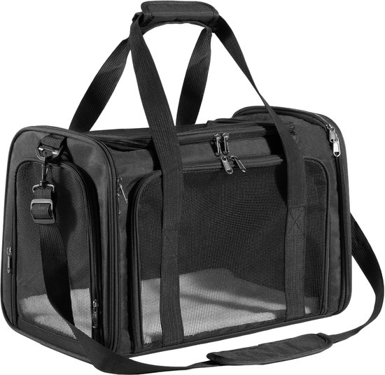YONO Reistas Kat - Reismand 45x30x30cm - Transportbox Hond - Draagtas Huisdieren tot 6.8 kg - Zwart