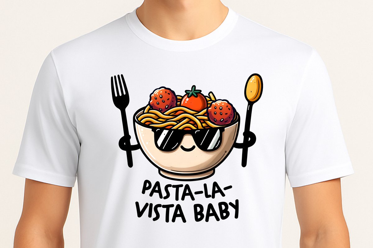 Pasta la vista Baby - T Shirt - Cute - Sarcastic - GoodVibes - Sarcasm - Funny - Gift - Cadeau - Sarcastisch - SarcastischeVibes - schattig - lief - feelgood