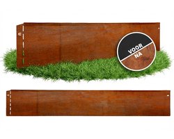GartenAZ Borderrand - Gazonrand van Cortenstaal - Flexibele Montage - Bruin - 100 cm x 20 cm (15 stuks)