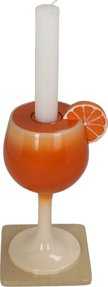 HD Kandelaar Spritzer Oranje Polyresin 11x10x19cm