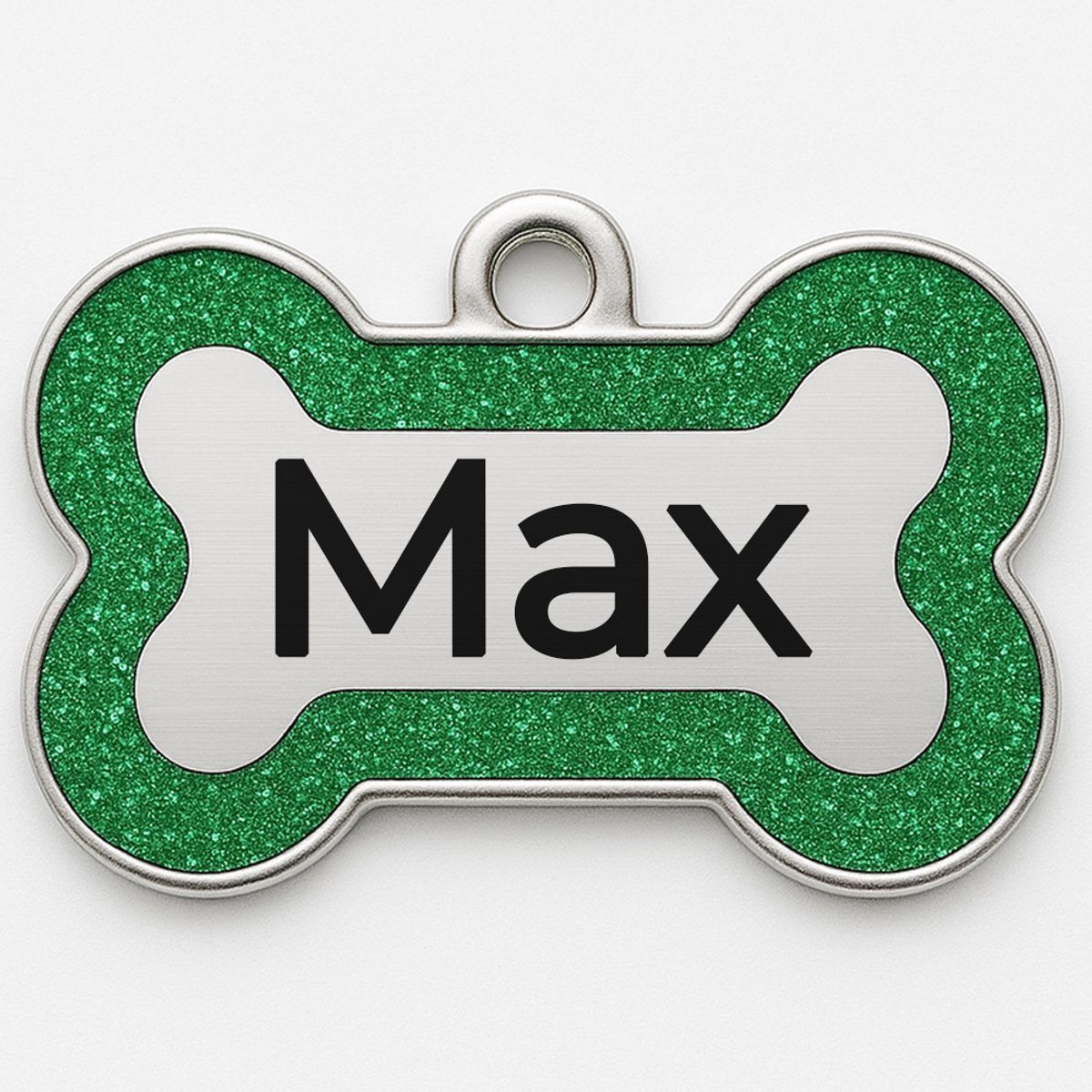 Hondenpenning inclusief graveren - Glitter Licht Groen - Gepersonaliseerd met naam en telefoonnummer - 4cm x 2.5cm - Halsband hond - Hondenriem - Sleutelhanger