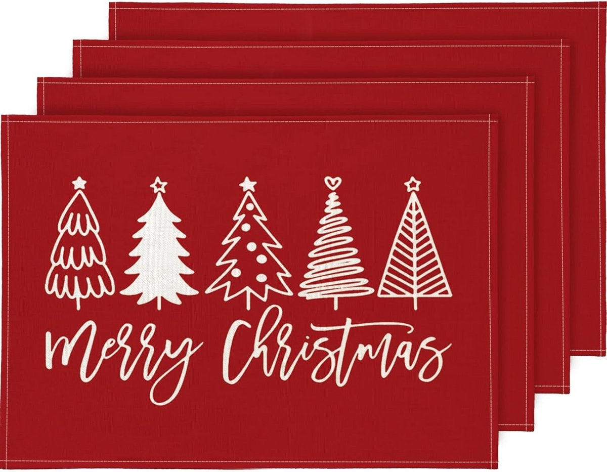 Feestelijke Placemats Set van 4 - Afwasbare Tafellinnen voor Binnen en Buiten