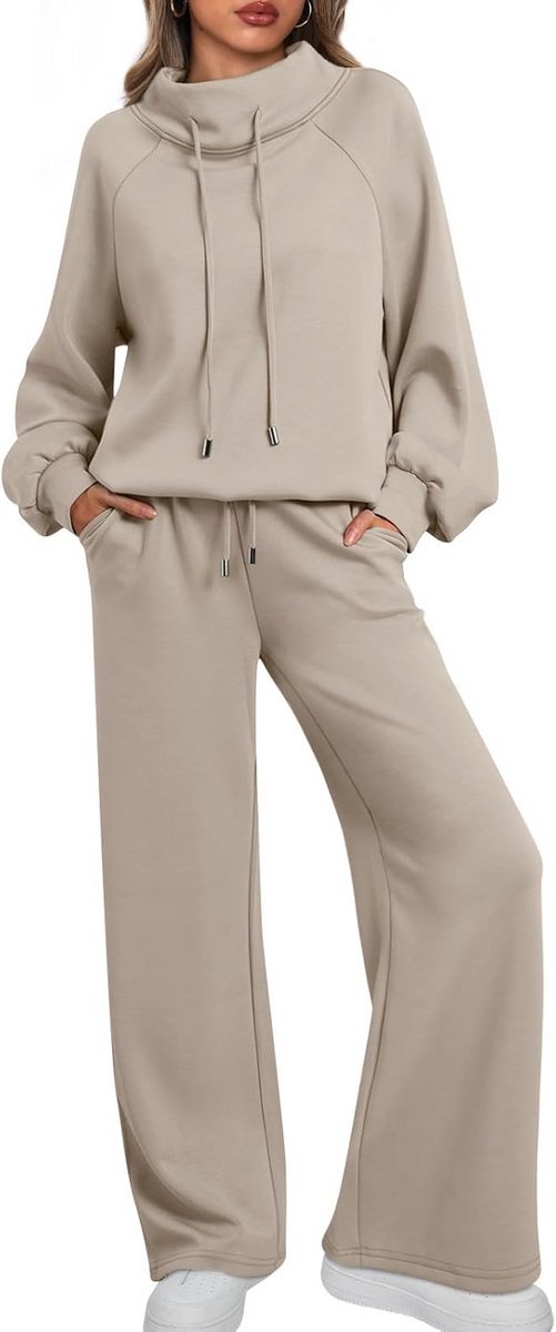 Dames Lounge Set 2-delige Sweatsuit - Comfortabele Herfst Winter Outfit in CoffeeGrey