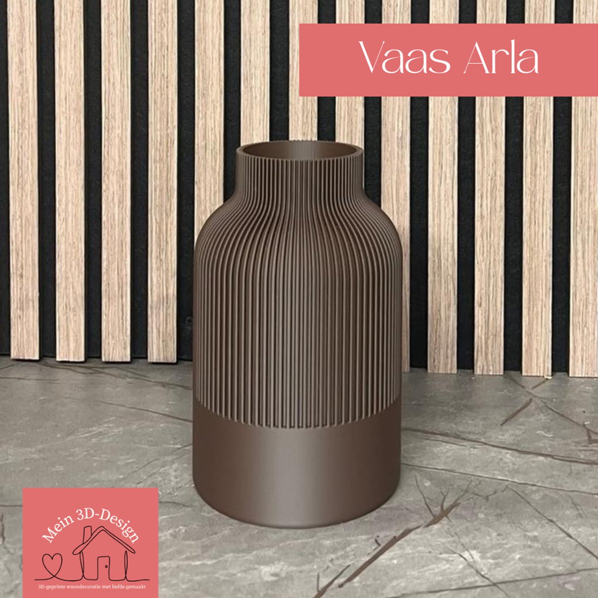 Vaas Arla - Japandi style - 3D geprint - Kunstbloemen - Legobloemen