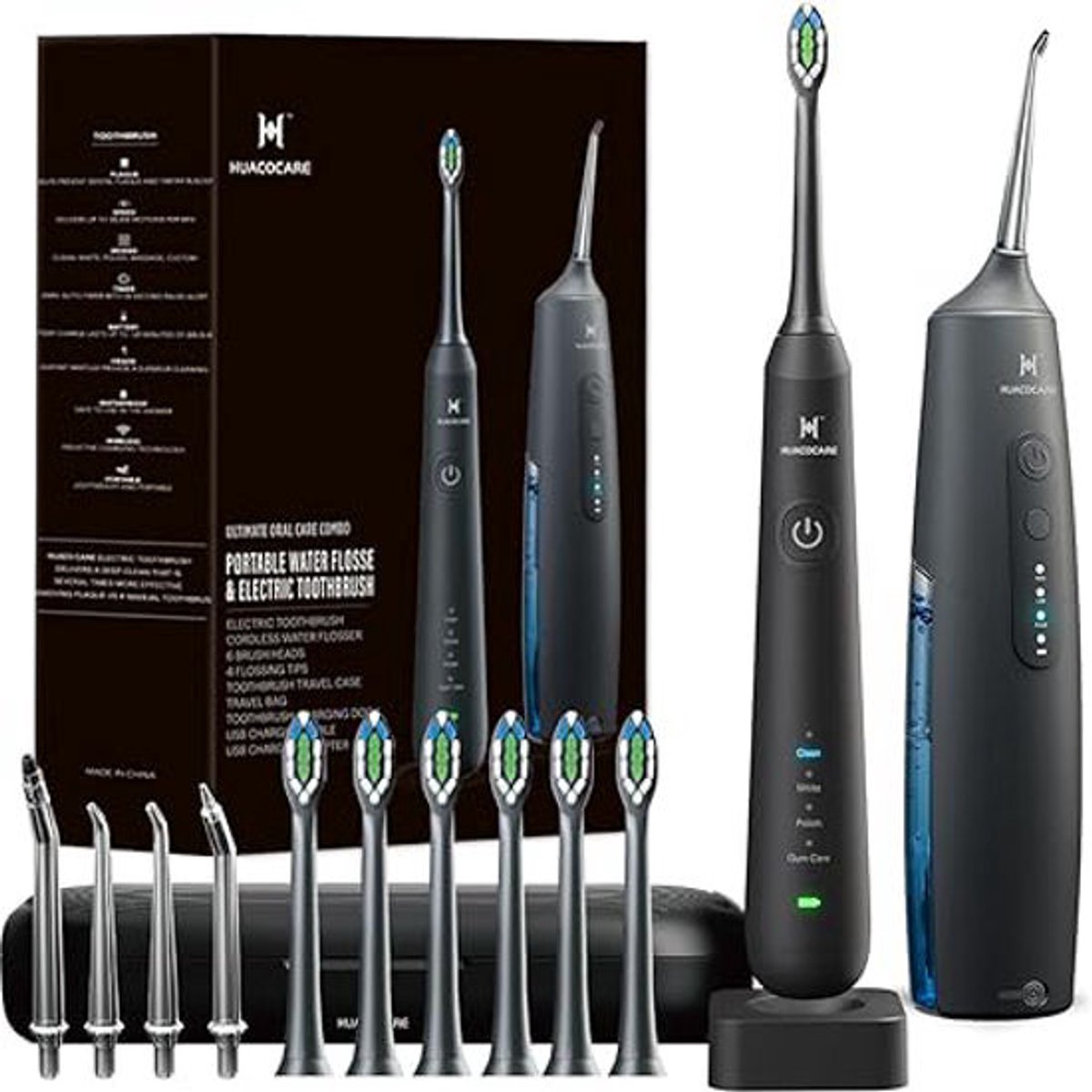 Mondreinigingsset 2-in-1 – Elektrische Tandenborstel & Waterflosser – 3 Flosmodi – 38.000 Trillingen/min – Voor Optimale Tand- en Tandvleesverzorging