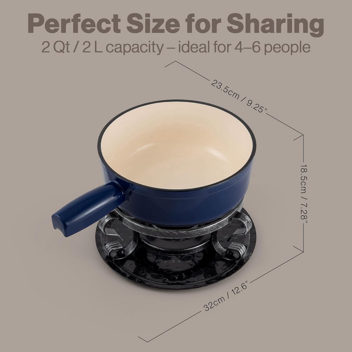 Luxe Gietijzeren Kaasfondue Set 9-Delig voor Alle Warmtebronnen – foto 6
