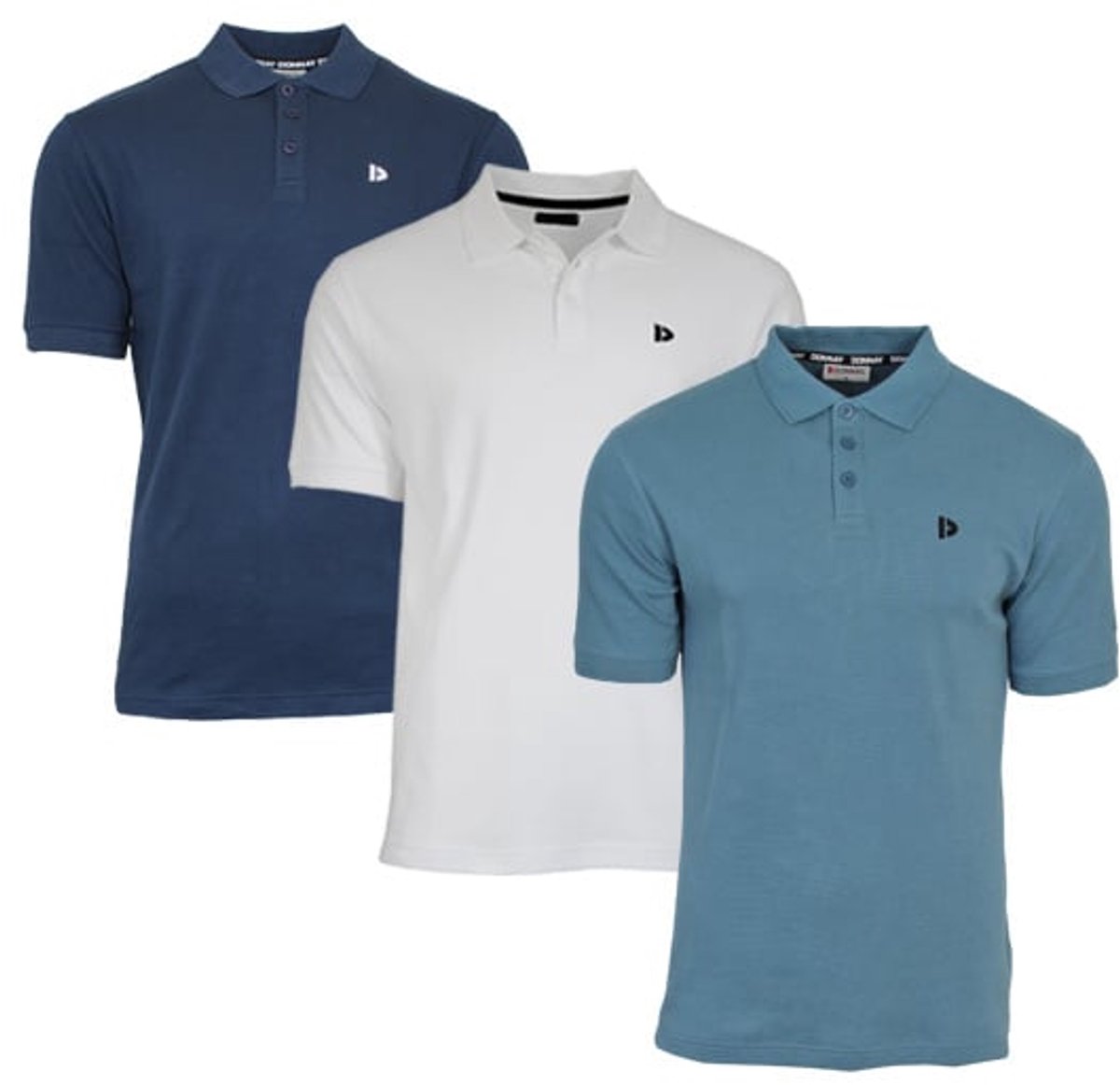 3-Pack Donnay - Polo (Noah) - Sportpolo - Heren - Navy/White/Light Denim Blue (755) - maat S