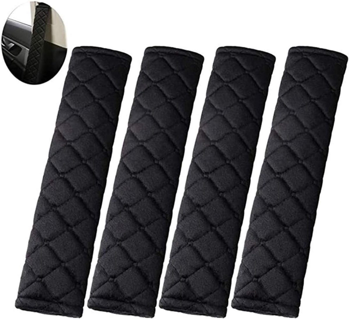 4x Zachte Veiligheidsgordelhoezen Schouderbeschermers voor Auto en Kinderen - Universeel Zwart