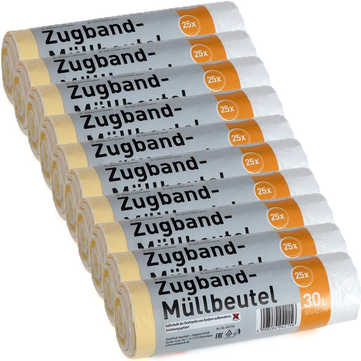 Vuilniszakken 30 Liter Wit met Trekkoord - Sterk en Scheurbestendig (10 stuks)