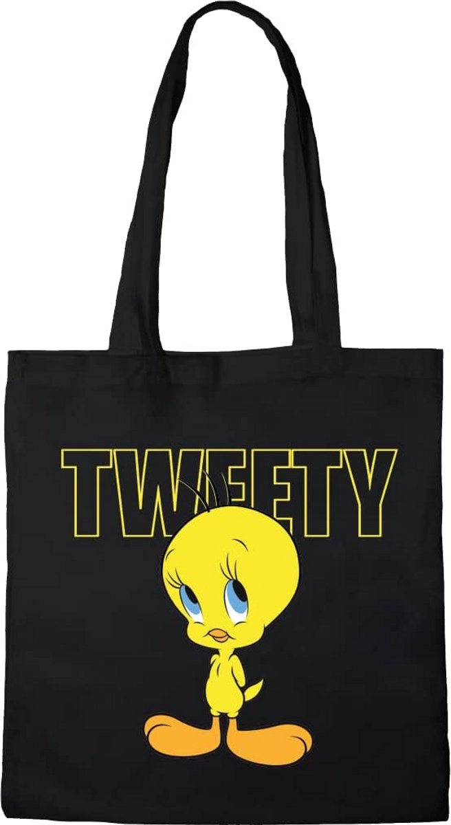 Tweety Vogel Schoudertas - Duurzame Zwarte Tote Bag 38x40 cm
