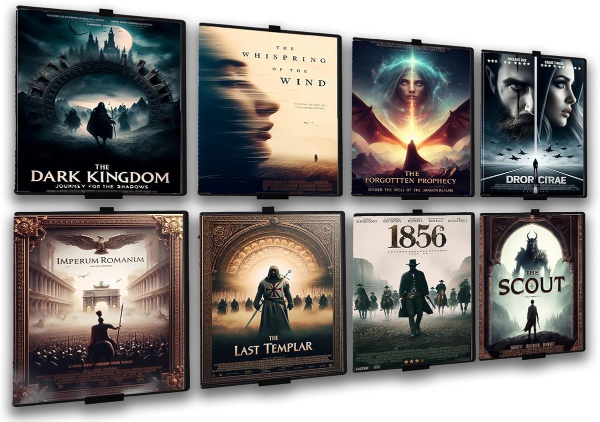 Zelfklevende DVD Wandhouders Zonder Boren - Set van 8 Zwarte Houders
