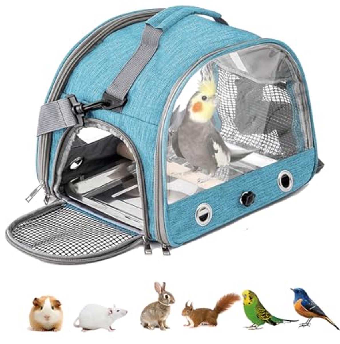 Ynkkvre - Transportbox - Oxford-stof - Lichtgewicht Met Handvat En Schouderriem - 1 - Voor Papegaaien En Kleine Vogels