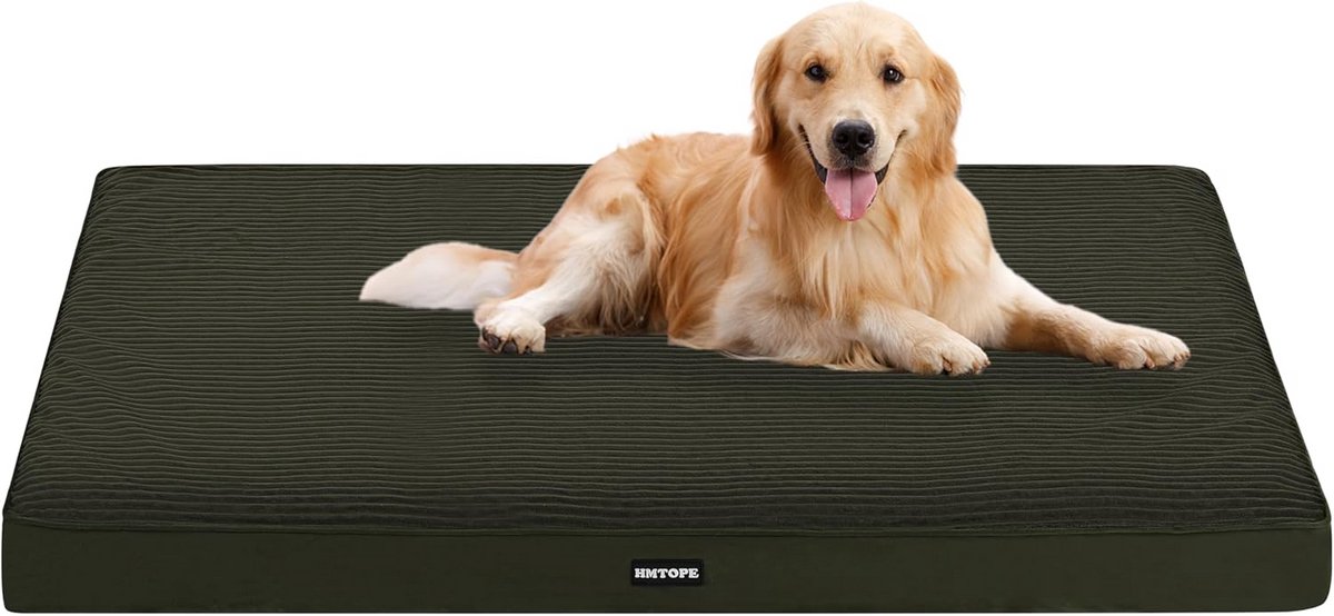 Orthopedisch Hondenbed Extra Dik (10 cm) voor Middelgrote tot Grote Honden - Afneembaar, Wasbaar & Waterdicht - 112 cm Olijfgroen