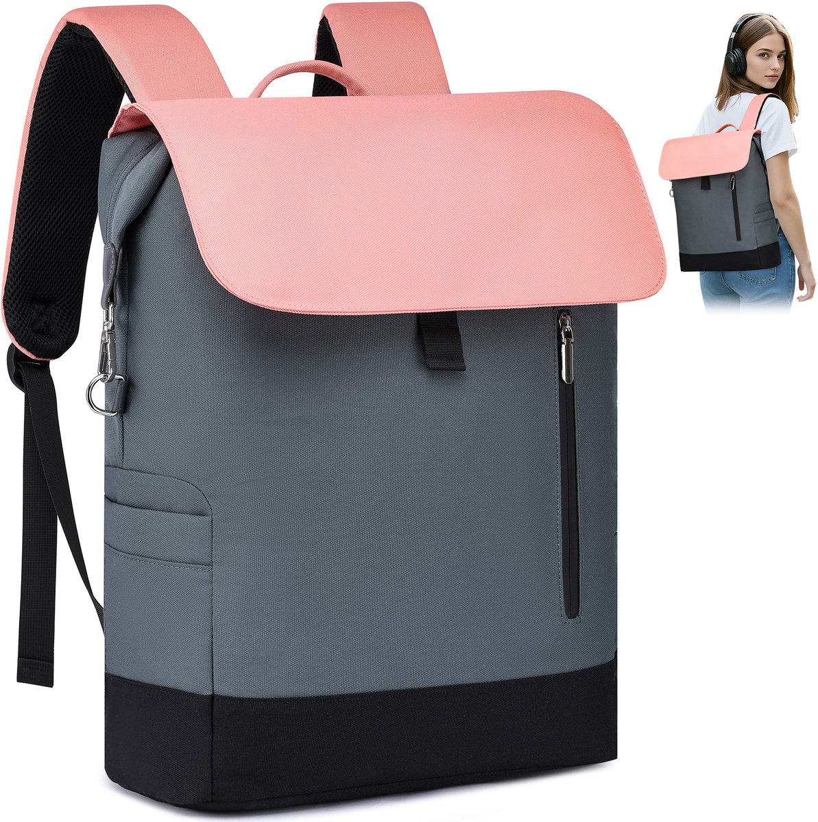 MODFU Dames Laptop Rugzak & Backpack – Lichtgewicht – Anti-diefstalontwerp met Borstband – Comfortabel voor Werk, School & Outdoor – Polyester & Nylon – foto 2
