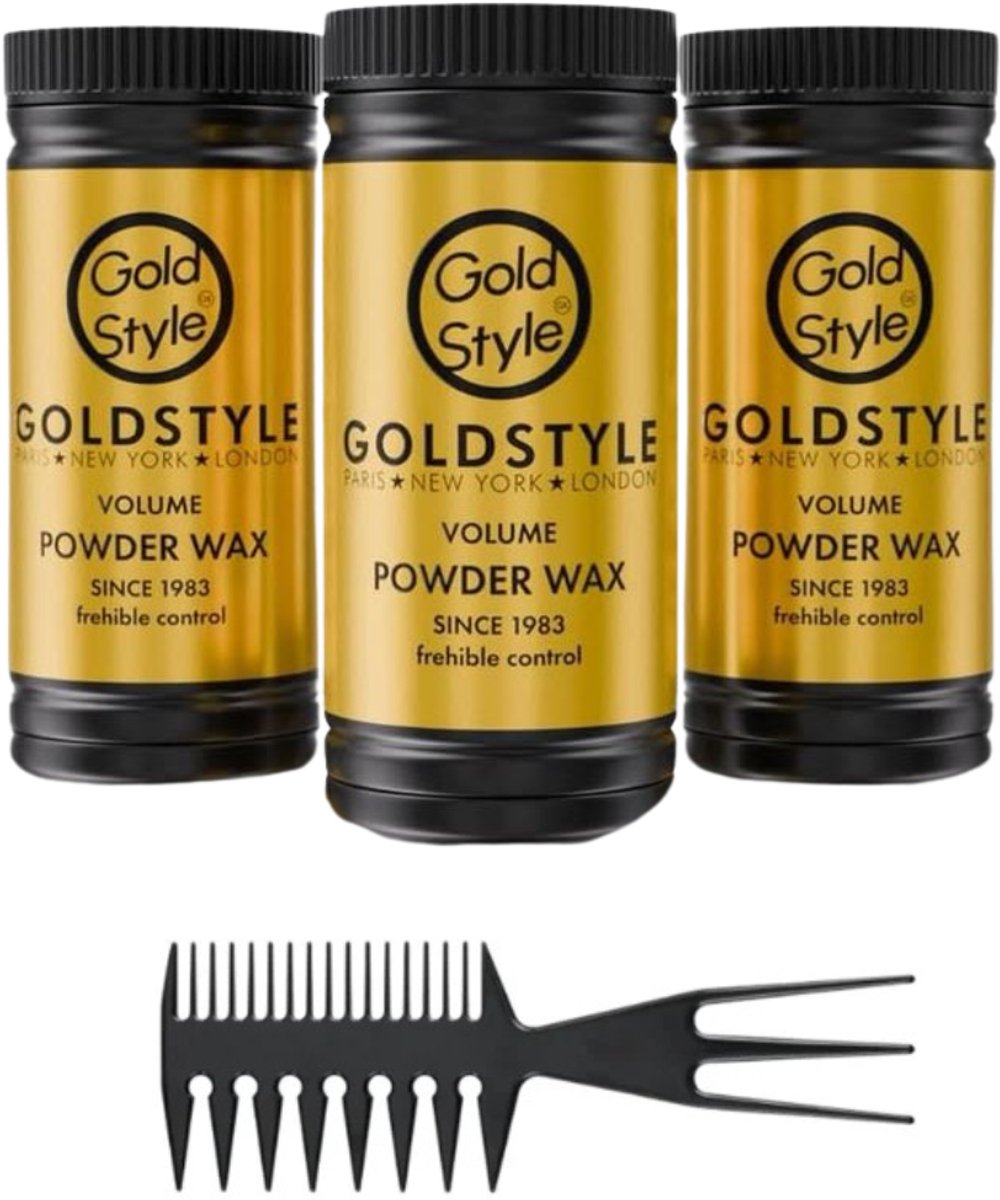 Gold style Powder Wax 3 stuks Een Styling Kam - Gold style - Haar, Haarstyling, Haarwax, Poeder Wax, Powder, Styling, Wax - 60.gr