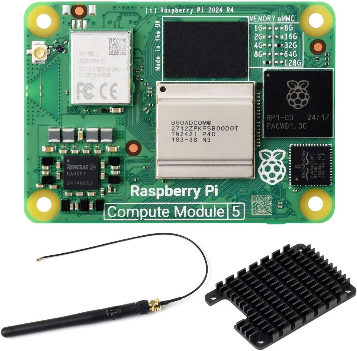Single Board Computer Moduul voor Raspberry Pi 5 Prestaties met 16GB RAM en 32GB Opslag