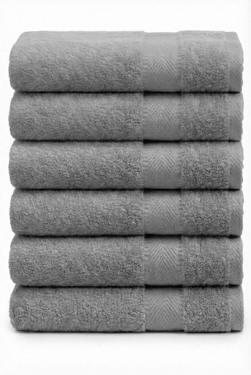 Blanche Nuit Badlakens 70x140 cm - 6x Luxe Handdoeken - 100% Katoen - 500 gr/m2 - Grijs