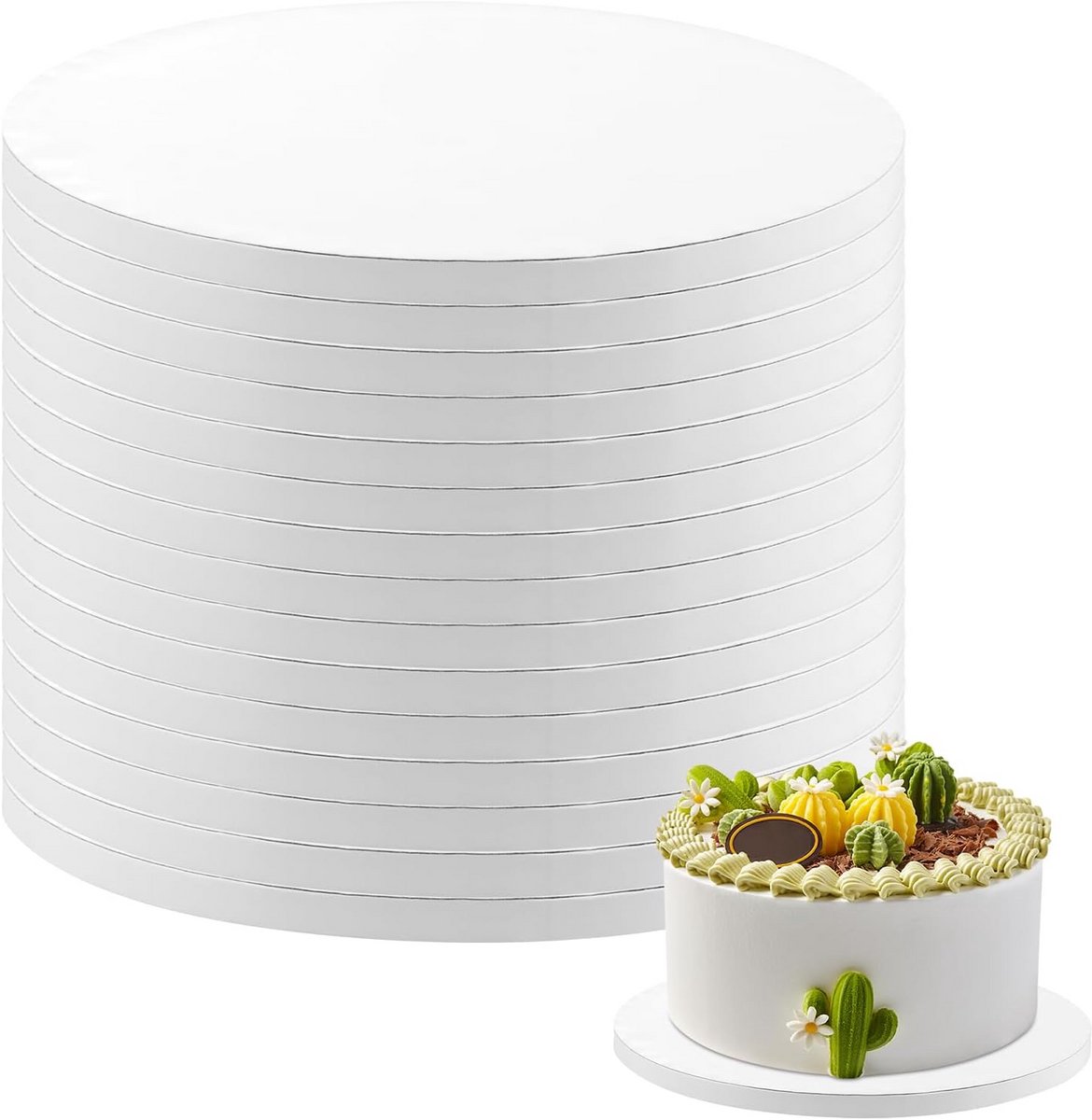 15 Stuks Ronde Taartborden 25 cm Wit Dikke Drum voor Meerlaagse Gebak