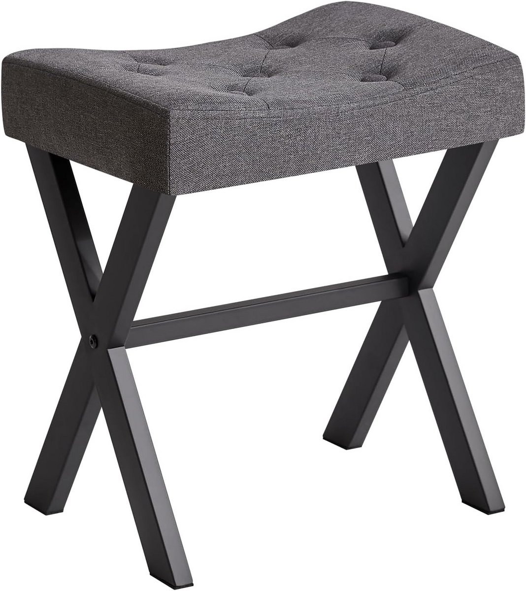 Stijlvolle Vierkante Make-up Kruk met X-Poten | Ottoman en Bijzettafel