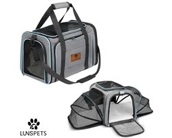 Lunspets – Reismand Kat – Grijs – 45×30×30 cm – Draagtas voor Hond – Tot 9,5 kg