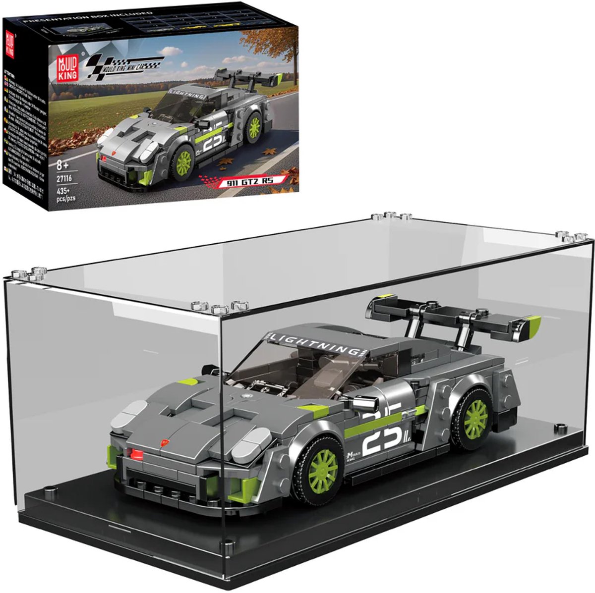 Mouldking 27116 - Porsche 911 - Bouwset - 435 onderdelen - Gratis vitrinebox - past op bekende merken