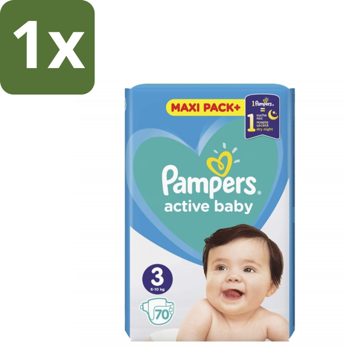 1 x Pampers – Luiers – Active Baby Maat 3 – 70 Luiers - Baby-luiers - Droge Billetjes - Huidbescherming - Luchtdoorlatende Luiers - Absorberende Luiers