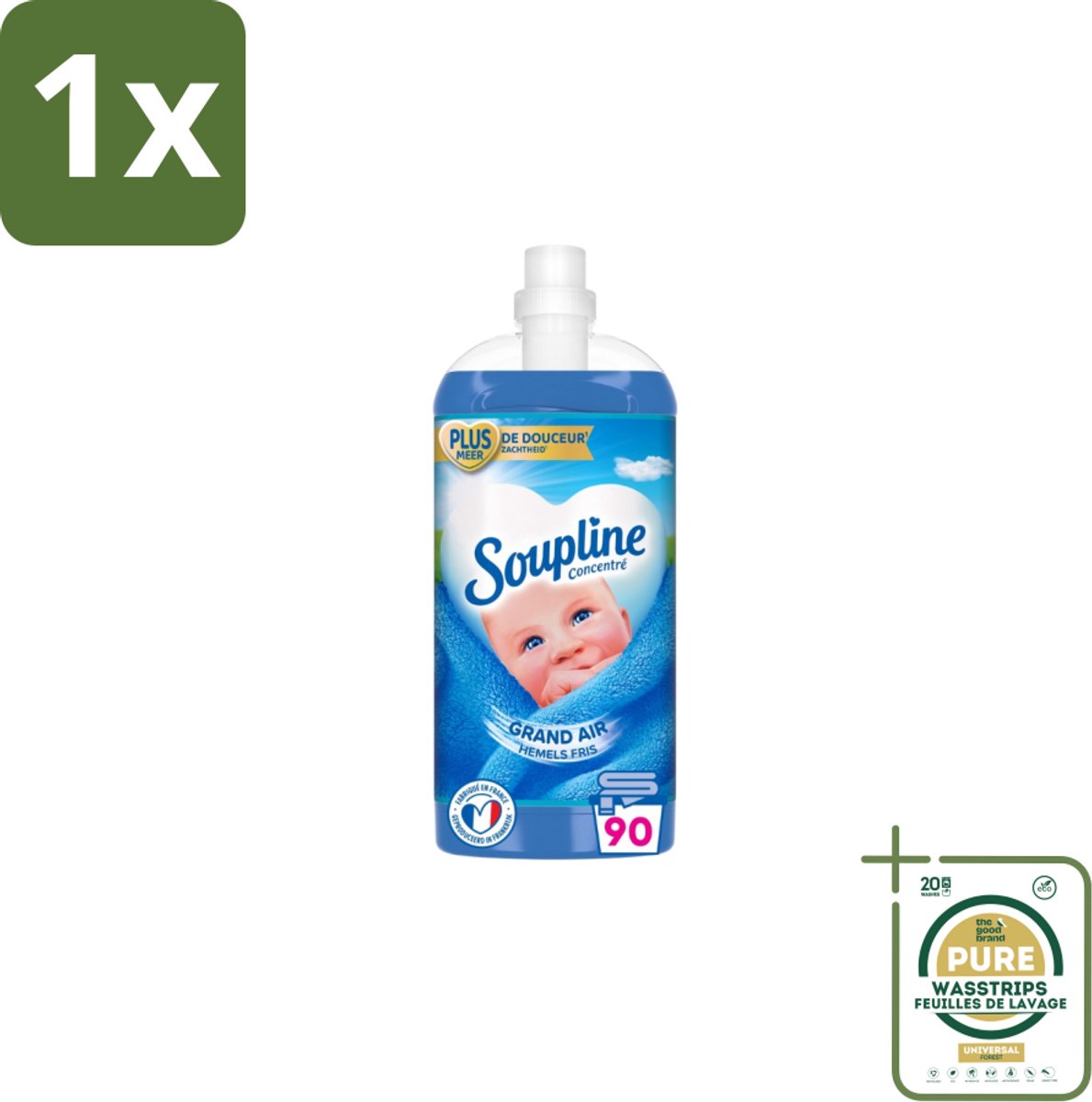 1 x Soupline – Wasverzachter – Mediterrane Tuin – 950 ml- Koffiezetapparaat - Koffiezetapparaat Met Automatische Functie - Koffiezetapparaat Met Warme Water - Koffiezetapparaat Met Filter - Koffiezetapparaat Met Thermos