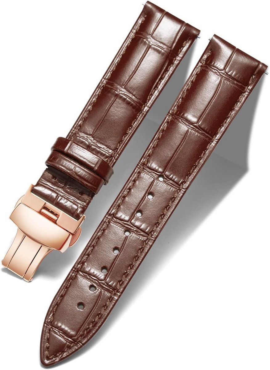 Lederen Horlogeband Vervanging met Vlindersluiting voor Heren en Dames - Diverse Maten en Kleuren